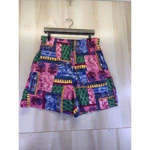 Vintage 1990s Huntington Ridge Womens Floral Bright Print Drawstring Shorts Sz L